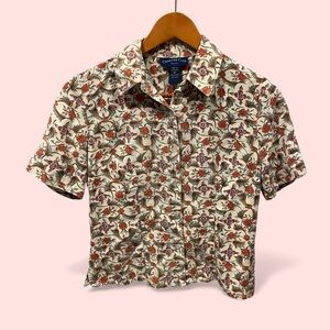 Cute vintage 90s creamy royal garden cottagecore  floral button front blouse